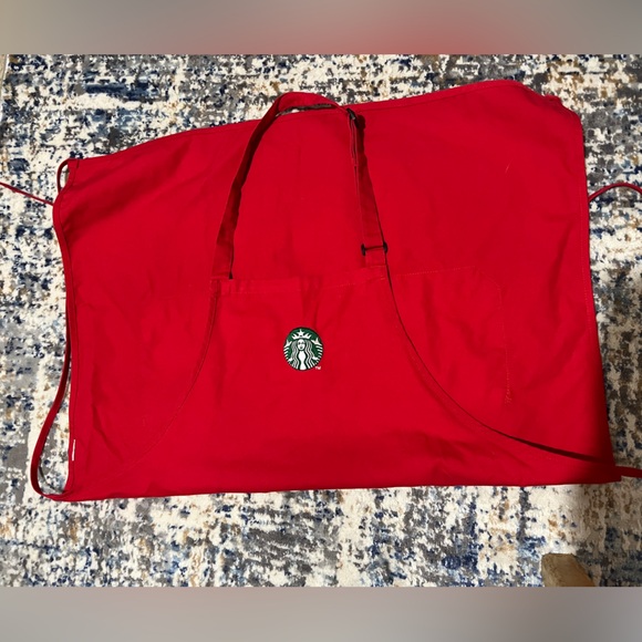 Starbucks Holiday apron clean hardly worn Red w green siren - Picture 2 of 2